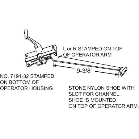 Strybuc LH Casement Operator Assembly 750-1361308C